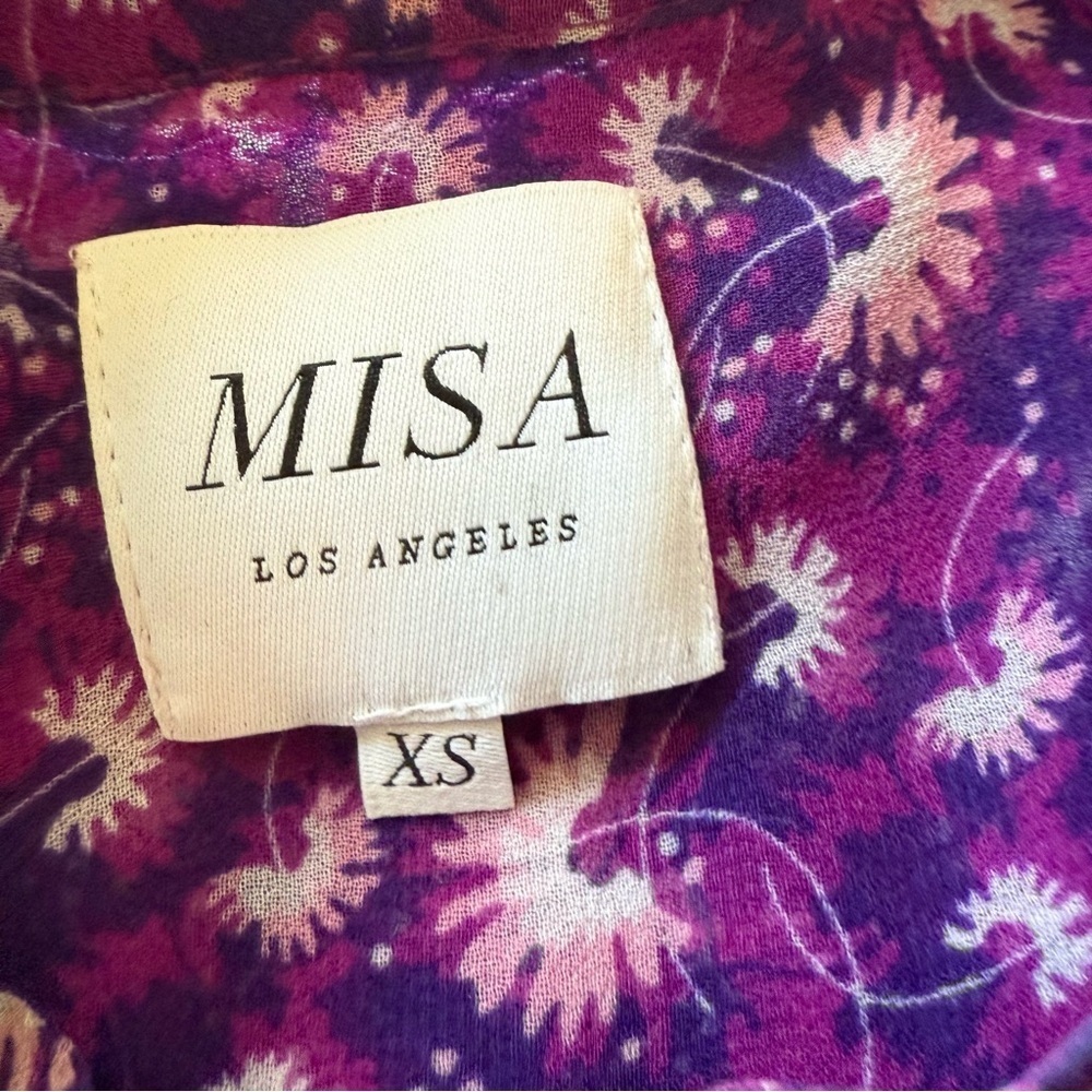 MISA Los Angeles Ilona Purple Floral Ruffle Midi Dress XS - Picture 6 of 6